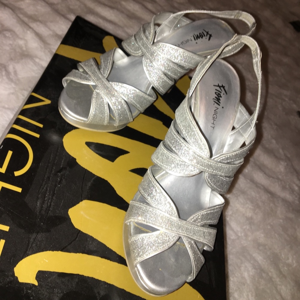 sparkly straps silver heels